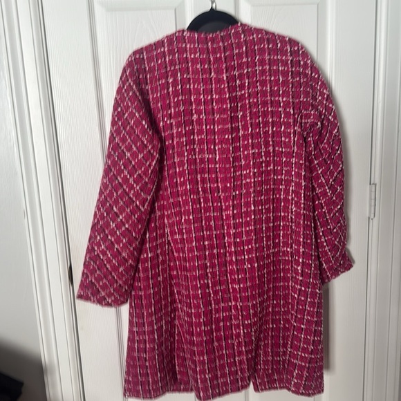 Kate Spade Pink Tweed jacket Blazer with Black Trim size small - Picture 5 of 6